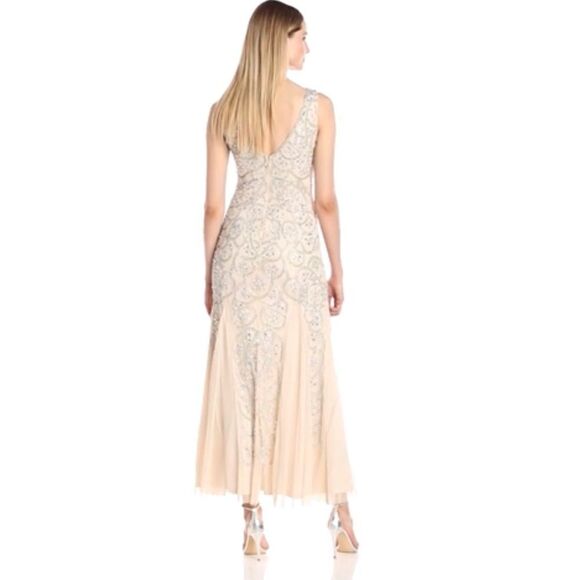 Aidan Mattox Champagne V-Neck Illusion Gown Size 2 - Picture 16 of 16